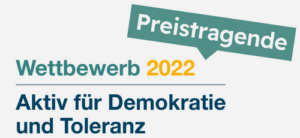 Award ACTIVE FOR DEMOCRACY AND TOLERANCE 2022 Logo: Award ACTIVE FOR DEMOCRACY AND TOLERANCE 2022